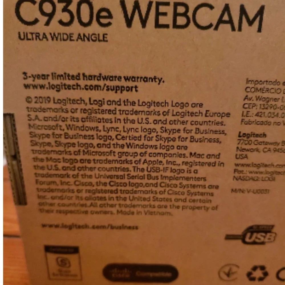 C930e Logitech Black HD Webcam. Ultra wide angle. Brand new never used